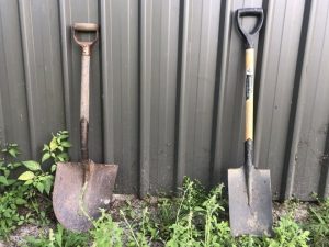 a spade and a shovel